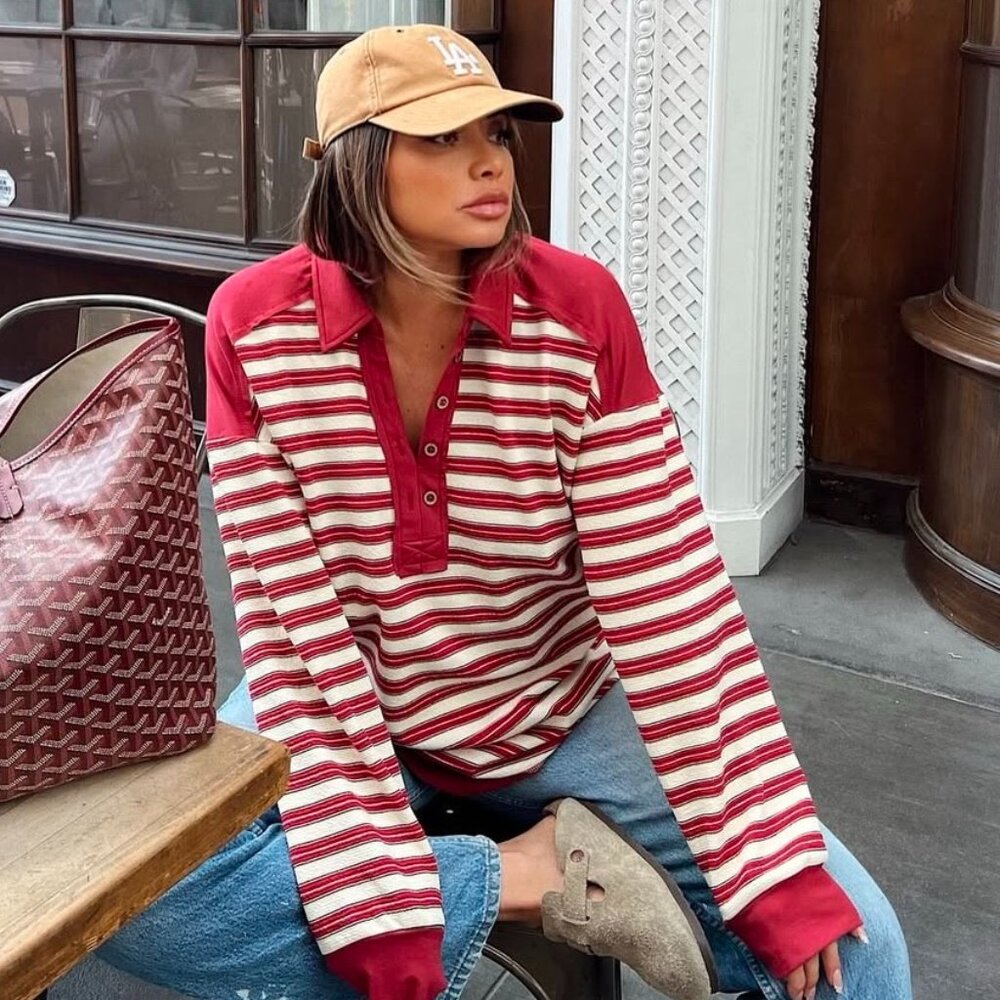 Long Sleeve Red Polo